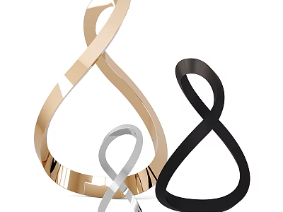 Modern Decorative Ornament Set featuring Gold Silver Black Curved Loop Design for Home Interior Decor 3d model