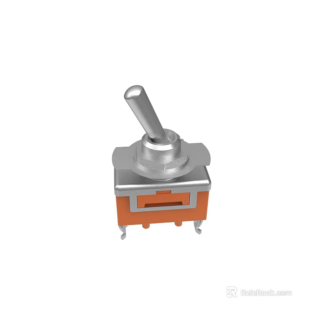 Toggle Switch With Silver Lever Gray And Orange Body And Metal Pins 3d model 