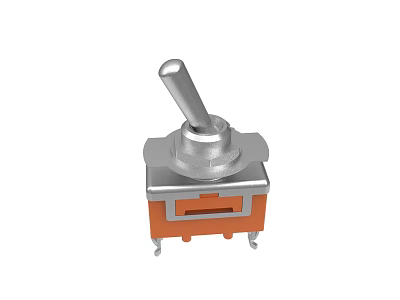 Toggle Switch With Silver Lever Gray And Orange Body And Metal Pins 3d model
