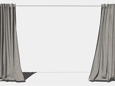 Elegant Grey Curtains Hanging On Both Sides With White Background 3d model