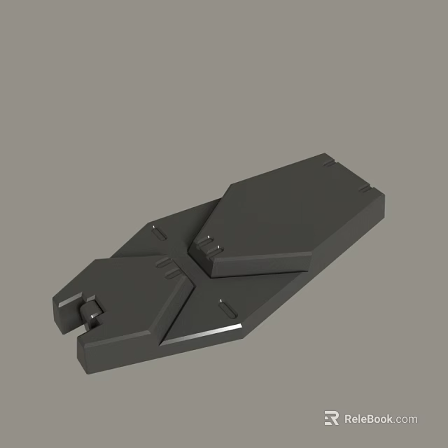 Black Geometric Mechanical Component 3D Rendered with Structured Surface and Angular Design 3d model 