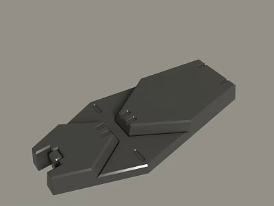 Black Geometric Mechanical Component 3D Rendered with Structured Surface and Angular Design 3d model