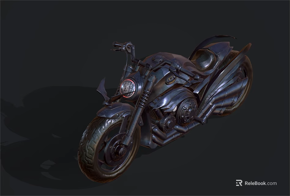 Game Movie Character's Futuristic Motorcycle With Mechanical Details And Dark Metallic Finish 3d model 