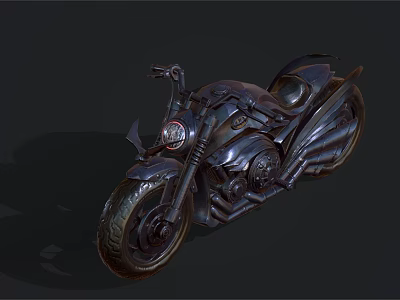 Game Movie Character's Futuristic Motorcycle With Mechanical Details And Dark Metallic Finish 3d model