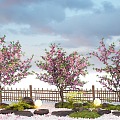 arbor cherry blossom landscape tree peach tree flowers courtyard tree street tree 3d model