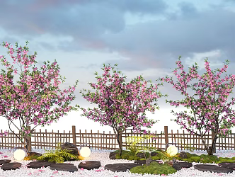 arbor cherry blossom landscape tree peach tree flowers courtyard tree street tree 3d model