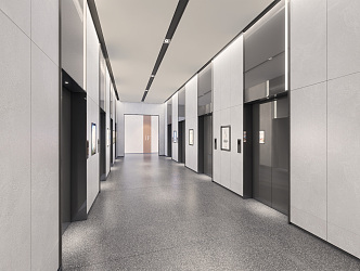 modern elevator hall 3d model