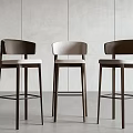Three Modern Bar Stools With Dark Frame And Light Seat Minimalist Design 3d model