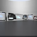 Technology Exhibition Hall With Multiple Digital Display Screens Interactive Exhibits And Information Displays