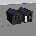 Modern Black Container Office Buildings With Two Units Windows And Sloped Roofs 3d model