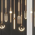 Modern Luxury Pendant Lights With Geometric Ring And Bar Design Illuminated In Contemporary Interior