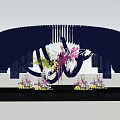 Elegant Wedding Stage Setup With Dark Blue Backdrop And Floral Decorations 3d model