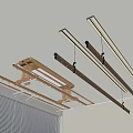 Modern Ceiling Mounted Clothes Drying Rack With LED Light And Metal Frame 3d model