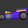 Futuristic Purple And Orange Racing Car With Streamlined Body And Large Wheels