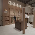 Elegant Modern Wooden Clothing Store Interior With Tidy Garment Displays And Bright Comfortable Shopping Environment