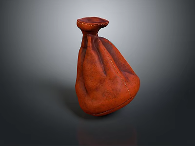 Orange Leather Pouch with Drawstring Closure for Daily Storage Needs 3d model