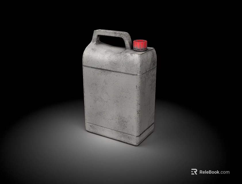 Gray Sturdy Container With Red Cap And Handle On Dark Background 3d model
