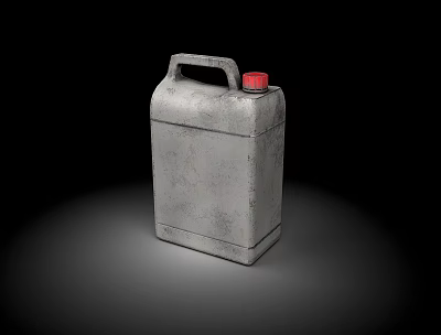 Gray Sturdy Container With Red Cap And Handle On Dark Background 3d model