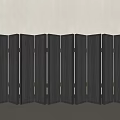 Black Folding Screen With Multiple Panels Against Light Colored Wall And Light Floor 3d model