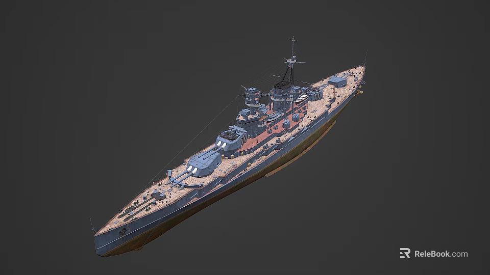 3D Model Of A Battleship With Detailed Structure 3d model 