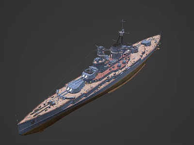3D Model Of A Battleship With Detailed Structure 3d model