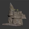 Layered Rock Formation Decorative Structure With Green Platform And Small Trees