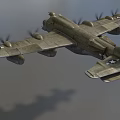 Vintage Military Fighter Aircraft With Multi Propellers Wings And Star Insignia