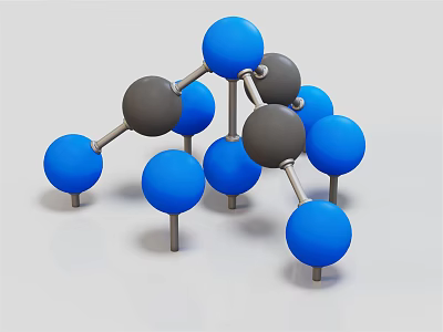 Modern Geometric Decorative Ornament Set With Blue Gray Spheres And Metal Stands For Home Decor 3d model