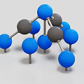Modern Geometric Decorative Ornament Set With Blue Gray Spheres And Metal Stands For Home Decor