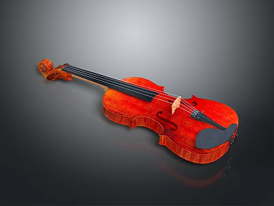 Home Living Supplies Featuring Handcrafted Red Wooden Violin With Glossy Finish 3d model