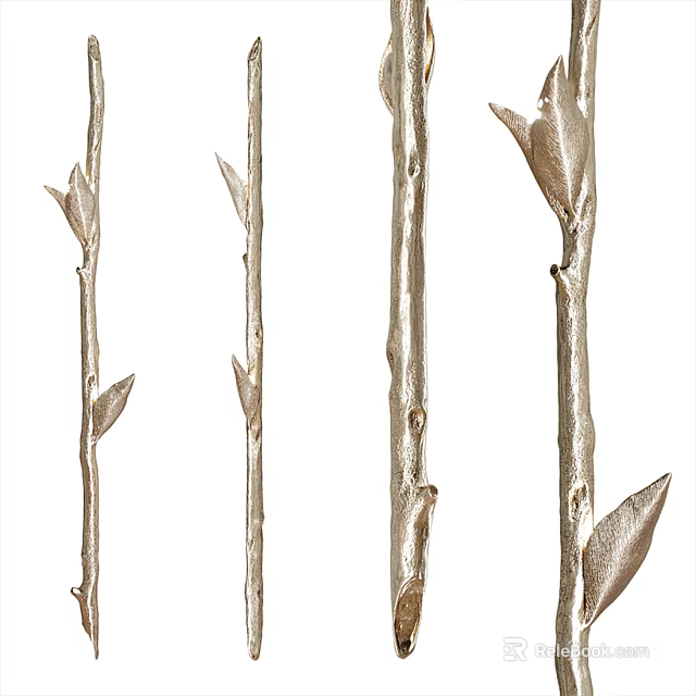 Modern Metallic Wall Lamps With Natural Branch And Leaf Design Details 3d model 