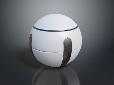 White Spherical Object With Black Curved Sections And Smooth Modern Design 3d model