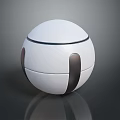 White Spherical Object With Black Curved Sections And Smooth Modern Design 3d model