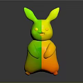 Yellow Cartoon Creature Figure With Long Ears Red Cheeks Standing Posture Shiny Surface 3d model