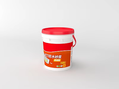 Red Heavy Duty Industrial Waterproof Mortar Bucket With Handle For Construction 3d model