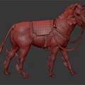 Green Zebra Striped Mythical Horse With Golden Saddle And White Feather Decorations