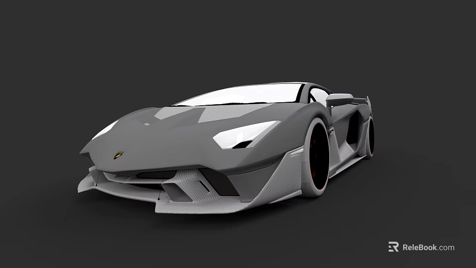Gray Concept Sports Car With Sleek Design Aggressive Front And Large Wheels 3d model 