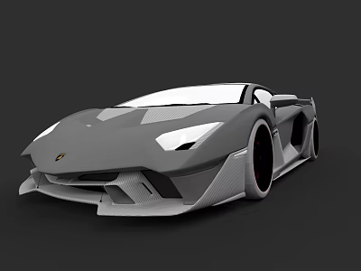 Gray Concept Sports Car With Sleek Design Aggressive Front And Large Wheels 3d model