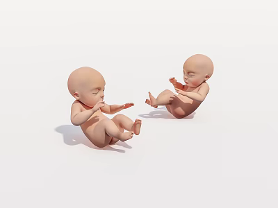 Game Movie Baby Characters Two Bald Headed Infants Playing Together White Background 3d model