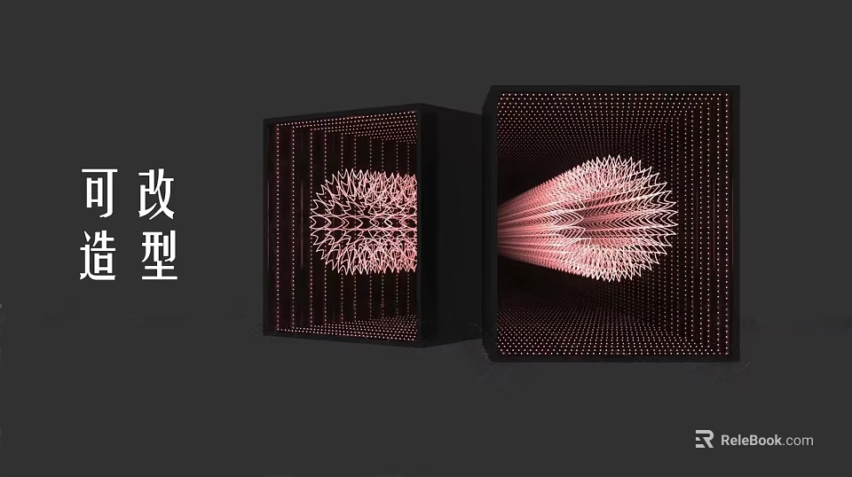 Modern Artistic Mirror with Unique 3D Sculptural Design and Lighting Elements 3d model 