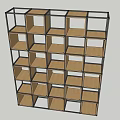 Modern Open Shelf Unit With Black Frame Wooden Shelves And Storage Compartments