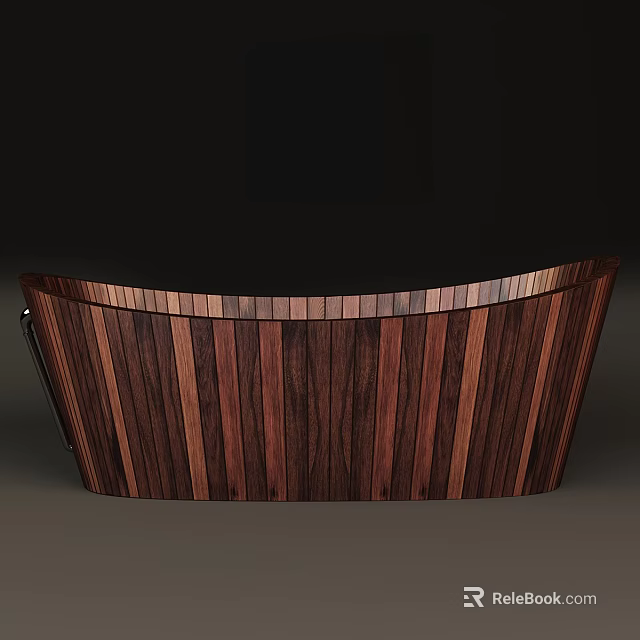 Elegant Modern Bathtub Design With Vertical Wooden Strips And Smooth Surface 3d model 