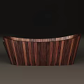 Elegant Modern Bathtub Design With Vertical Wooden Strips And Smooth Surface