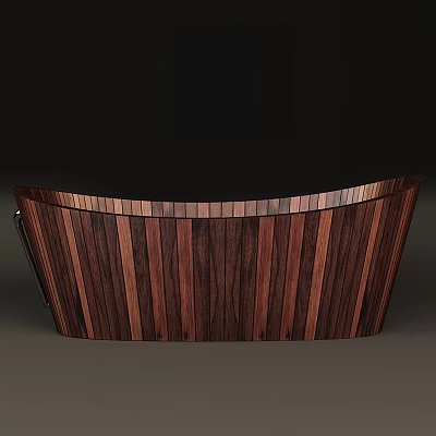 Elegant Modern Bathtub Design With Vertical Wooden Strips And Smooth Surface 3d model