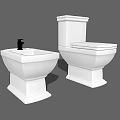 Modern White Toilet With Matching Sink In Bathroom Interior Design