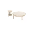 Elegant Carved Silver Coffee Table With Matching Side Tables And Ornate Design