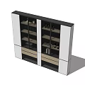 Modern White And Black Wine Cabinet With Glass Doors Multiple Shelves And Wooden Drawers