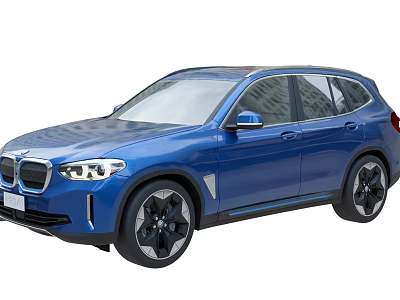 Blue BMW Electric SUV With Modern Front Design And Sleek Body Lines 3d model