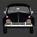 Classic Silver Beetle Car Featuring Red Interior On Dark Shiny Background