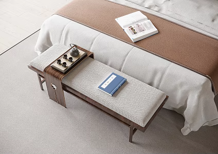 New Chinese Style Bed End Stool Bench Sofa Stool 3d model